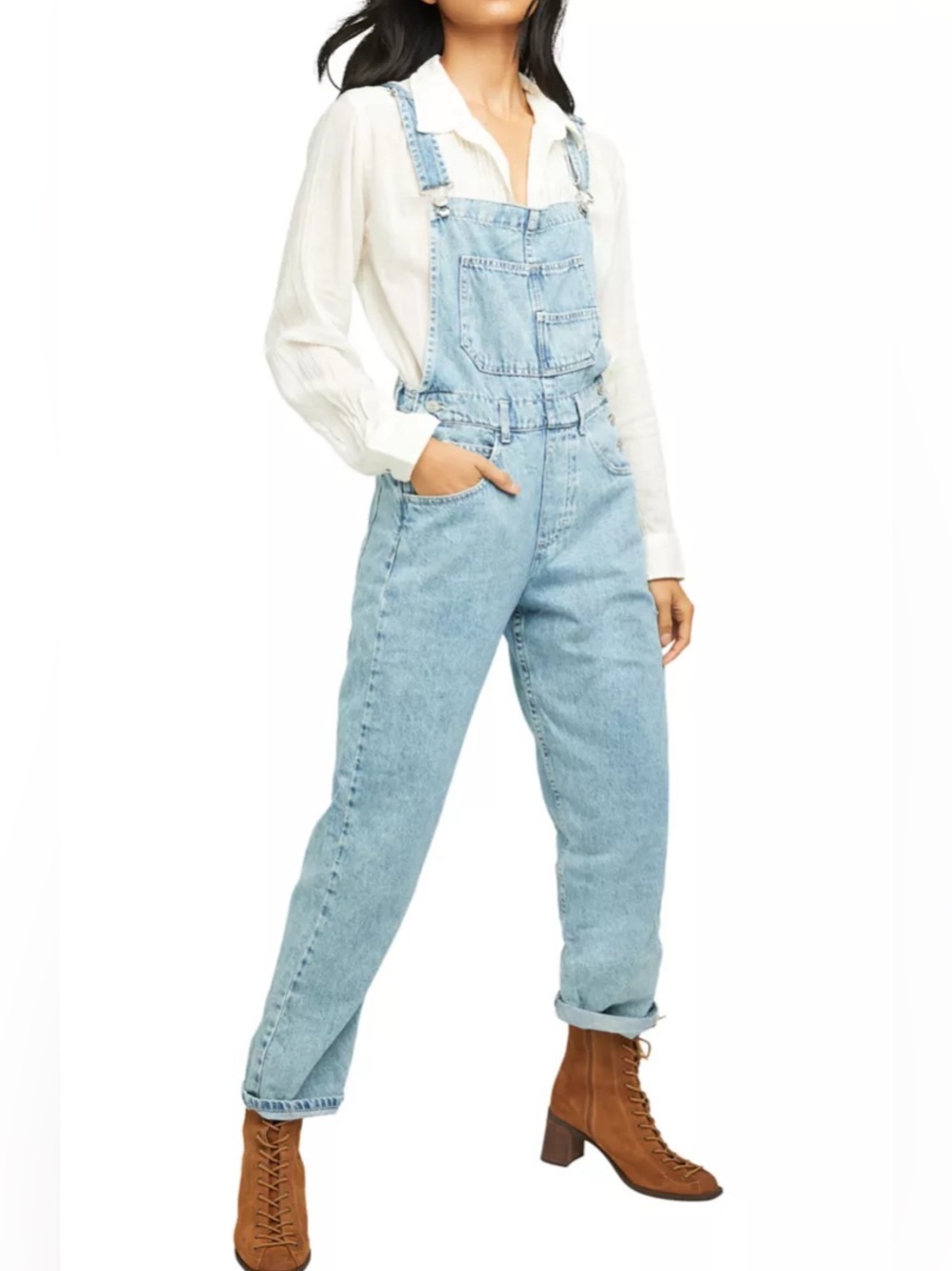 We the Free Ziggy Light Blue Denim Overalls Jumpsuit Women’s Size XS